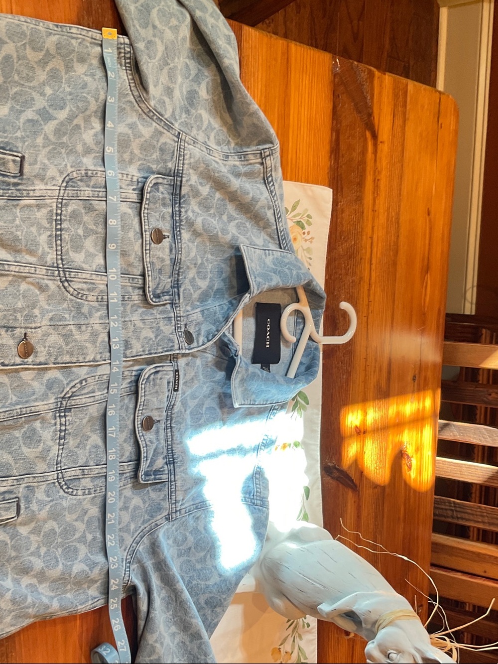 Coach Light Blue Monogram Denim Jacket Women’s XL Excellent Condition - Picture 4 of 9
